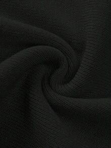 EMERY ROSE New Vintage Romantic Vacation European And American Style High-End Design Square Neck Backless Sexy Bombshell Soft Beige Knit Fitted Mid-Length Dress With Delicate Ruffle Hem, Sleeveless, Casual Wear; Minimalist Solid Color Personalized High-Waist Bodycon Party Cocktail Knit Sweater Dress For Women - Black - View 5