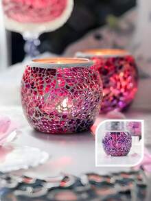 1 chiếc giá đỡ nến khảm thủy tinh kiểu Châu Âu cổ điển nhiều màu sắc, dùng để đựng nến tealight, trang trí tiệc cưới, quán bar, nhà cửa, đồ trang trí bàn, đồ trang trí thủ công nghệ thuật, vật trang trí trung tâm, quà tặng lãng mạn cho lễ hội, sang trọng và phong cách. - A - Xem 5