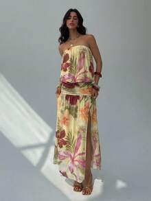 Aloruh 性感露背抹胸印花度假连衣裙 女士夏季度假套装 女士度假连衣裙 沙滩装 浅黄色碎花连衣裙 网纱针织连衣裙 夏季连衣裙 优雅派对连衣裙 婚礼宾客连衣裙 毕业礼服 女士优雅连衣裙 女士休闲连衣裙 女士度假套装 女士沙滩度假套装 正式连衣裙 长款连衣裙 约会连衣裙 - 彩色 - 查看 7