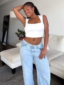 Tyla Gomez Balletcore Solid Crop White Tank Top - White - View 6