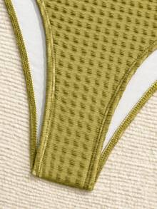 Bonvoyette 春夏新款海洋金属配饰米色纹理面料泡泡布无肩带长袖性感半身裙荷叶边网纱明星下午茶派对海滩度假三件套女士泳衣套装绿色女士两件套服装女士度假套装女士夏季服装两件套夏季节日服装女士派对服装，海滩服装婚礼宾客礼服女士优雅连衣裙 - 綠色 - 查看 5