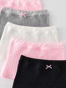 Bộ 6 chiếc quần lót kiểu quần đùi cho bé gái, màu trơn, tông màu bánh macaron. - Nhiều màu - Xem 6