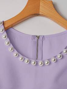 Franclia French High-Level Chic Three-Dimensional Beaded Sleeveless Tops Layered Wide-Leg Pants Trousers Summer Two Pieces Suits Ladies Summer Clothing Summer Two Pieces Suits Summer - Lilac Purple - View 3