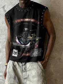 STEELVANCE 男士字母和眼睛图案圆领休闲背心 - 彩色 - 查看 1