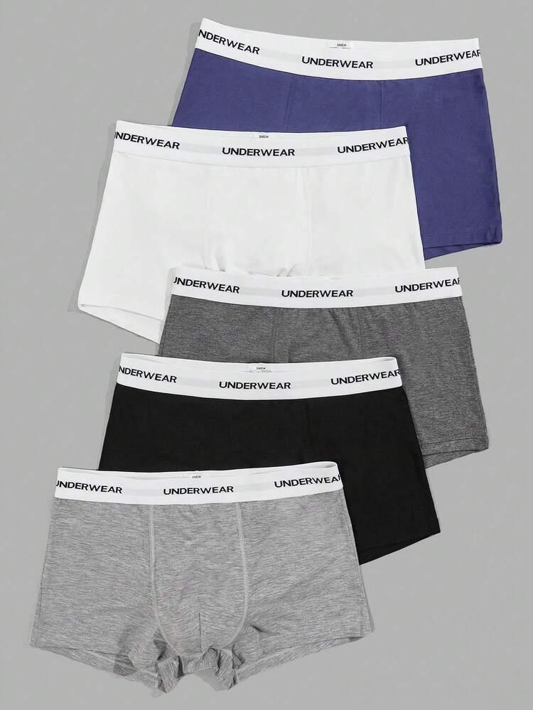 Snug Zone Men 5pcs Letter Tape Waist Boxer Brief - Multicolor - View 3