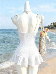 Selianne Elegant Tie-Waist Women's Dress, Spring/Summer - White - View 2