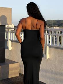 Tyla Gomez Solid Backless Bodycon Dress,Summer Dresses For Women Party - Black - View 2