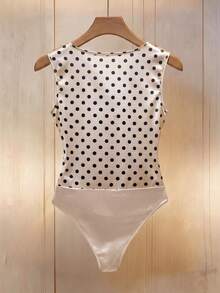 Franclia Áo liền thân nữ chấm bi xếp ly, kiểu dáng thường ngày, đa năng. - Màu be - Xem 2