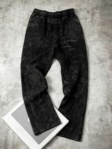 Sport MetroGents Men's Cross Pattern Drawstring Waist Pocket Wide Leg Sports Pants - Black - View 2