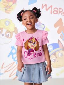 SHEIN | PAW Patrol 夏季女童休闲卡通小狗印花T恤 - 粉色 - 查看 4