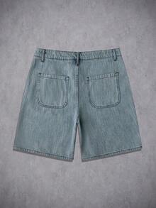 Manfinity EMRG Men's Casual Washed Denim Shorts, Summer - Blue - View 2