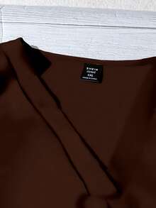 EMERY ROSE Plus Size Women V-Neck Casual Versatile Daily Wear Shirt - Rust Brown - View 5