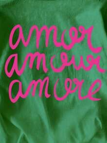 EMERY ROSE 女士字母印花圆领短袖T恤 - 綠色 - 查看 5