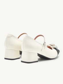 CUCCOO CHICEST Beige Floral Decor Chunky Heel Women Fashionable High Heel Pumps Spring Shoes Spring Break Easter Prom Heels For Christmas Elegant Shoes Wedding Shoes Spring Shoes Bride Shoes - Beige - View 9