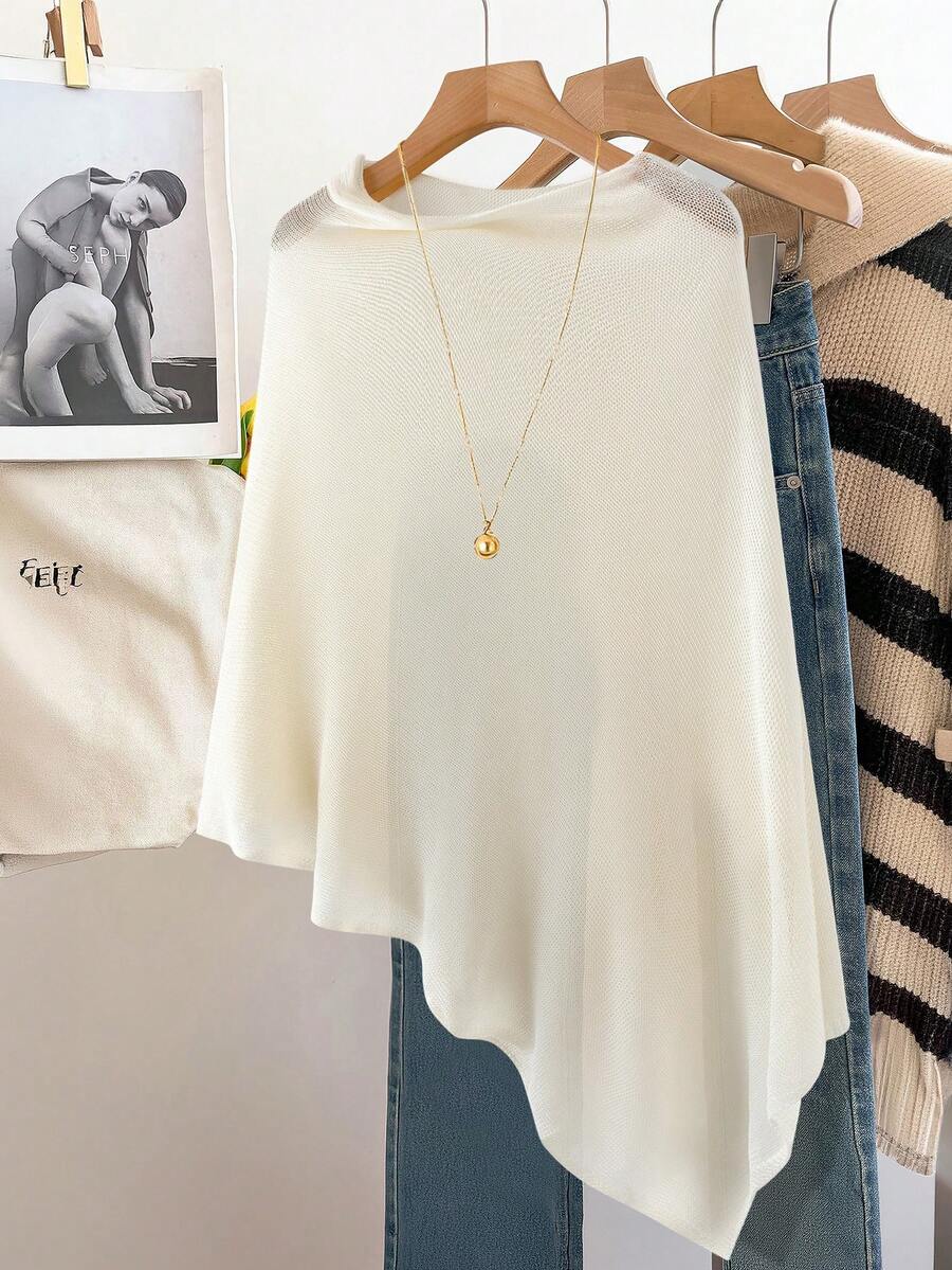 GlowEve CURVE Áo khoác cardigan poncho trắng dáng rộng thoải mái kiểu dáng nghỉ dưỡng dành cho nữ, mùa xuân/hè. - trắng - Xem 1