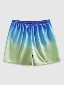 ROMWE MEN Prep Pantalones cortos sueltos de moda casual de verano para hombres con estampado de letras degradado y cordón en la cintura - Multicolor - Ver 2