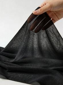 NOVVYNE 女士优雅派对时尚性感网纱拼接露肩修身荷叶边连衣裙 - 黑色 - 查看 6