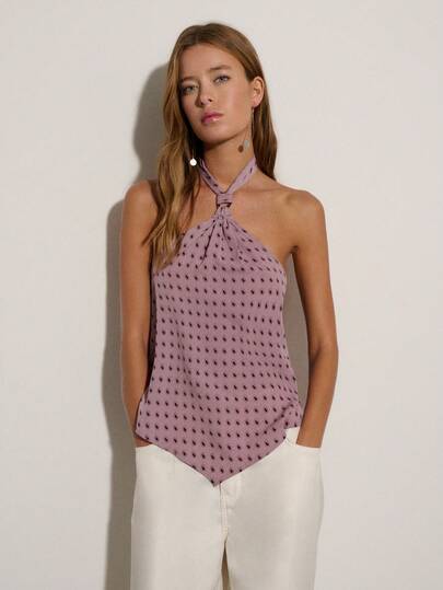 Nöista 这款露背上衣采用环形结领口设计，并饰有通体圆点图案。非常适合夏季郊游、节日庆典、度假、夏日派对、约会之夜、度假夜晚、日常穿着、春季度假、音乐节、海滩休闲等场合。