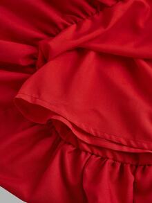 少女休闲樱桃印花白色T恤和碎花裙两件套 - 紅白色 - 查看 6