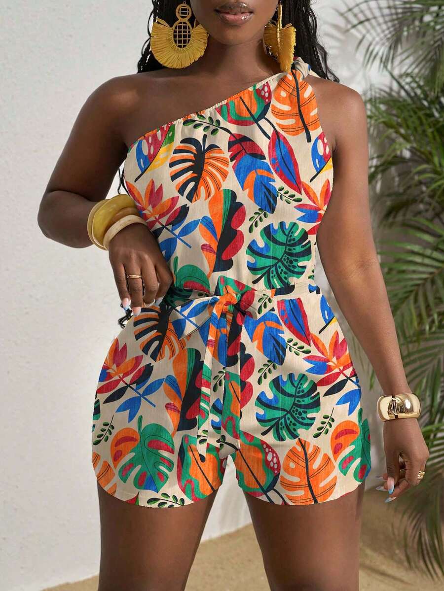 Slaydiva Spring/Summer New Western/Boho Style Jumpsuit, Suitable For Music Festivals, Easter, Nashville, Birthday Parties, Graduation, Student Wear, Casual Daily, Vacation, Cruise Travel, Beach, Sunbathing, Trending Knot Front Cinched Waist Sleeveless Textured Fabric Slimming White Women Jumpsuit