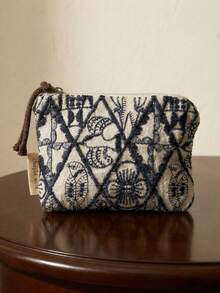 Cirelle 1个复古手工刺绣迷你包 - 复古零钱包，拉链封口，小型收纳袋 - 彩色 - 查看 4