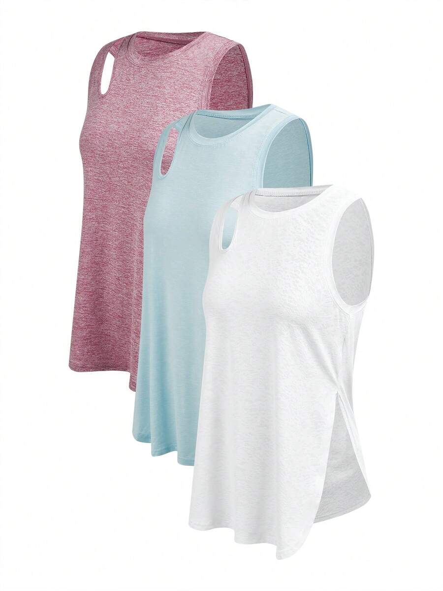 Powerista 女士圆领镂空设计休闲健身运动背心 - 彩色 - 查看 1