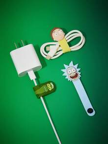 Rick and Morty X SHEIN 3 piezas Organizador magnético de cable de datos lindo, soporte de carga de teléfono de escritorio, portacables, organizador de cables - Multicolor - Ver 4