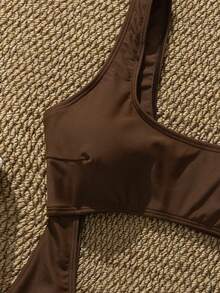 Swim SXY Women's Solid Color One-Piece Hollow-Out Swimsuit For Summer Beach - Chocolate Brown - View 5