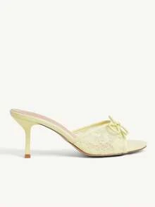CUCCOO CHICEST 女士蝴蝶结装饰时尚高跟凉鞋 - 黃色 - 查看 3