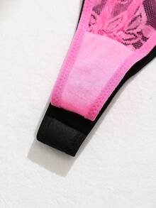 SHEIN 3pcs Elegant Sexy Solid Color Lace Thong Panties - Multicolor - View 6