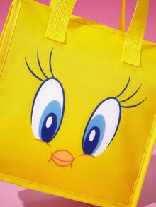 LOONEY TUNES X SHEIN 1个印花图案保温午餐包，可保温或保冷，野餐包，大容量，可装午餐盒和饮料，适合野餐、露营、旅行、家庭使用，适合家庭、学生、Tweety - 黃色 - 查看 6