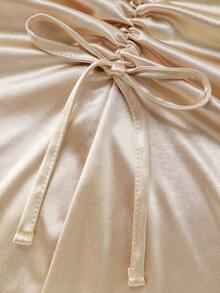 Franclia Đầm nữ thanh lịch ôm sát, xếp ly, buộc dây, cổ xếp nếp. - Rượu sâm banh - Xem 5