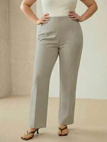 MOTF PREMIUM PLUS SIZE WOMEN'S AUTUMN PANTS - HIGH-END SLIM FIT CROPPED PANTS - Light Grey - View 4