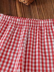 Vintaside Kids 女童休闲格子樱桃T恤和阔腿裤套装，女童蝴蝶印花宽松裤装，百搭夏季服饰 - 紅色 - 查看 7