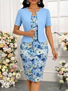 SHEIN Lady Conjunto elegante de traje de dama para vacaciones - Multicolor - Ver 8