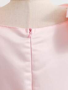 Đầm satin cho bé gái dự tiệc cưới, có nơ trang trí ở vai, dáng chữ A, ngắn, thích hợp cho đám cưới, tiệc sinh nhật, tiệc chiêu đãi. - Hồng - Xem 4