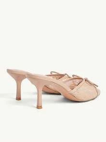 CUCCOO CHICEST 女士时尚高跟蝴蝶结装饰凉拖鞋 - 駝色 - 查看 4