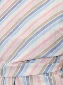 Nöista Áo lệch vai bằng vải kẻ sọc màu pastel, đường viền cổ không đối xứng và vạt áo xếp ly tạo độ phồng ở eo. Hoàn hảo cho bữa ăn trưa hoặc buổi tối, trang phục hàng ngày, mùa hè, mùa xuân, trang phục đi nghỉ mát, ngày lễ. - Hồng - Xem 7