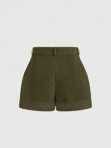 ROMWE Goth Quần short nữ phong cách retro bí ẩn thêu hình dây leo, sao, trăng, rắn. - xanh quân đội - Xem 2