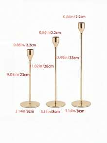 3件套桌面优雅电镀银金金属烛台套装，婚礼中心摆件，家居装饰，派对现代复古奢华风格 - A - 查看 3