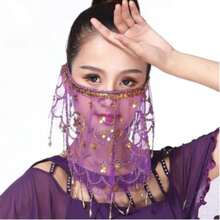 New Dance Performance Costume Accessories, Floral Gauze Veil & Face Mask For Belly Dance - Multicolor - View 4