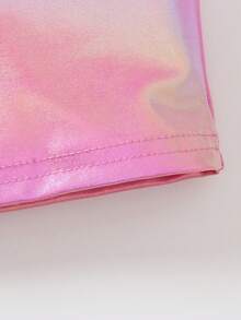 Girls' Iridescent Foil Print Knit Sleeveless Crew Neck Tank Top, Street Fashion Y2K Style, Spring/Summer - Multicolor - View 5