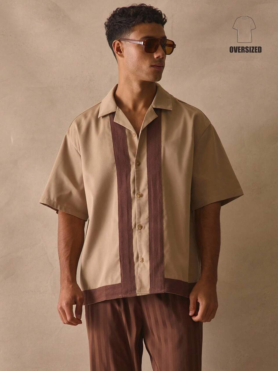 Oversized Boxy Short Sleeve Revere Collar Dropped Shoulder Top Contrast Trim Style Button Through Shirt Spring Summer Essentials