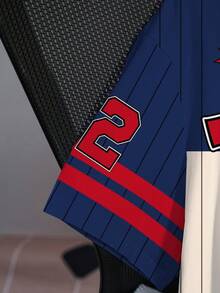 LOONEY TUNES X SHEIN 加大码夏季休闲撞色条纹卡通字母印花T恤 - 白色 - 查看 5