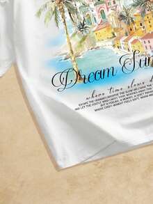 VIVINTIMO 男士热带印花T恤，梦幻夏日度假风 - 白色 - 查看 3