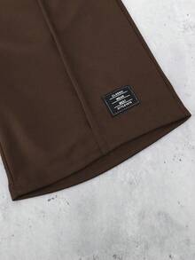 SHEIN Mirajuku 男童基础款纯色解构短袖T恤和短裤套装，适合休闲和运动穿着 - 棕色 - 查看 6