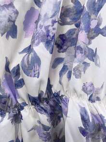 Airaco Women's Floral Print Halter Neck Top, Suitable For Vacation - Blue and White - View 4