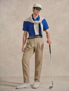 Courvante Men's Solid Color Daily Polo Shirt, Stripe Short Sleeve Blue, For Golf Tennis, Business Commute & Boyfriend - Blue - View 8