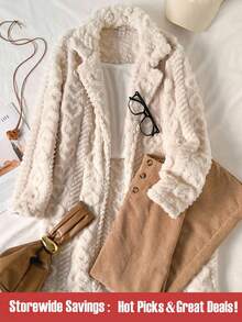 SHEIN Conjunto de cardigan longo, camisola e calças com gola fofa, casual estilo coreano para meninas adolescentes, outono/inverno, adequado para roupas escolares de outono - Multicolorido - Ver 1
