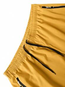 Manfinity Homme Plus Size Men's Casual Versatile Daily & Sports Shorts - Yellow - View 5